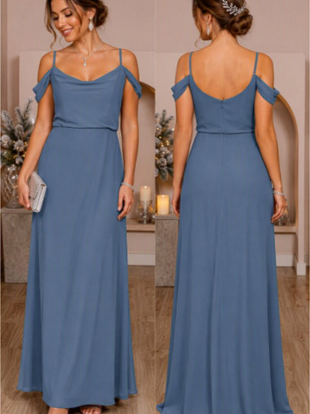 HOLIDAY Sierra Chiffon Dress Dusty Blue